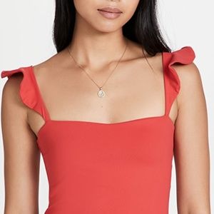 Susana Monaco Red Ruffle Sleeve Tank- XS